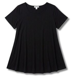 Lapasa Tunic Top Women Medium Black Short Sleeve Flowy Scoop Neck NWT Minimal